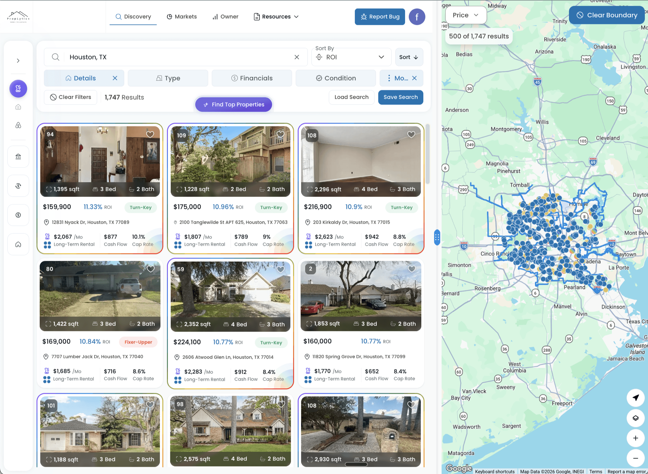 PropLytics top property discovery dashboard